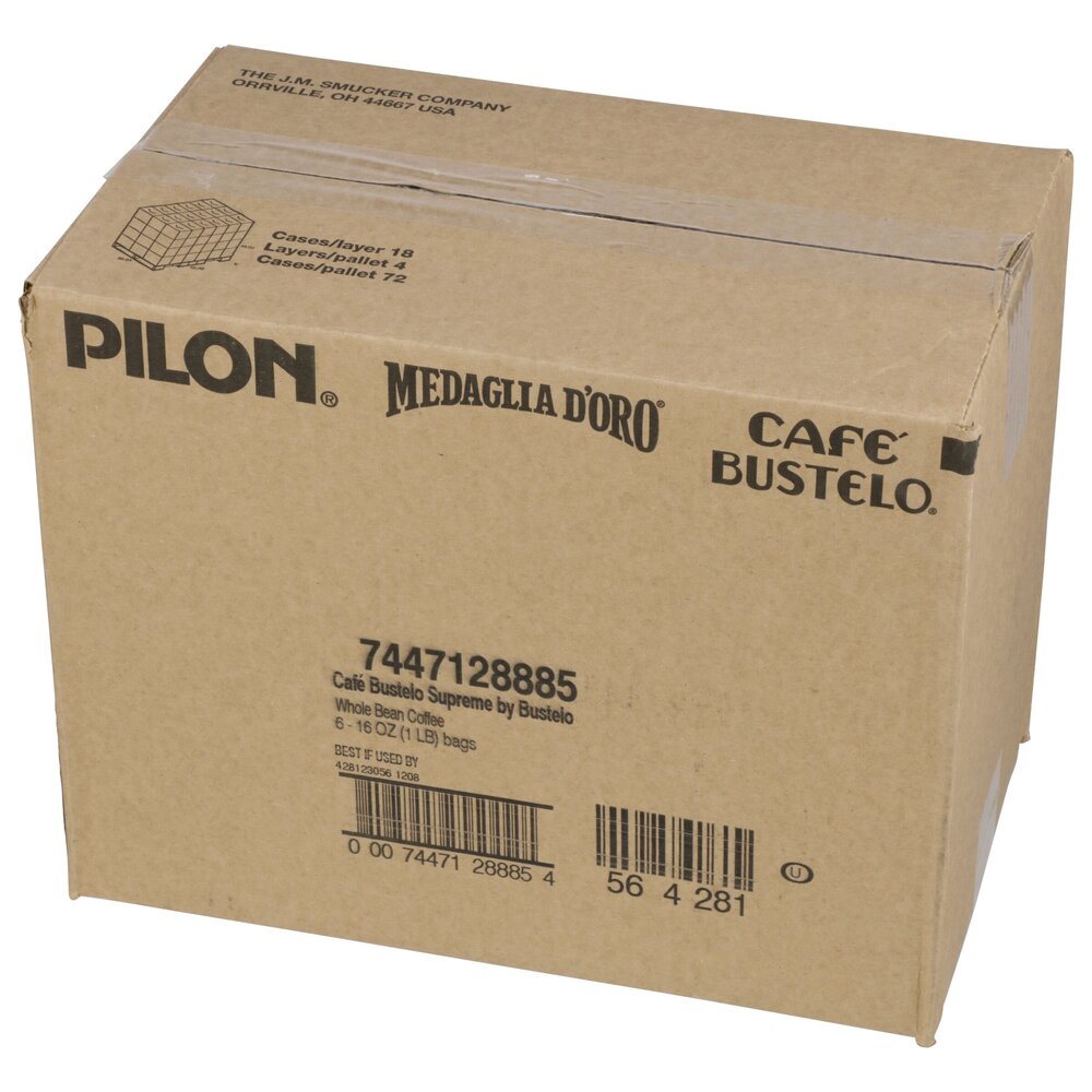 Café Bustelo 16 Ounce Supreme Whole Bean Coffee 6 Count Case