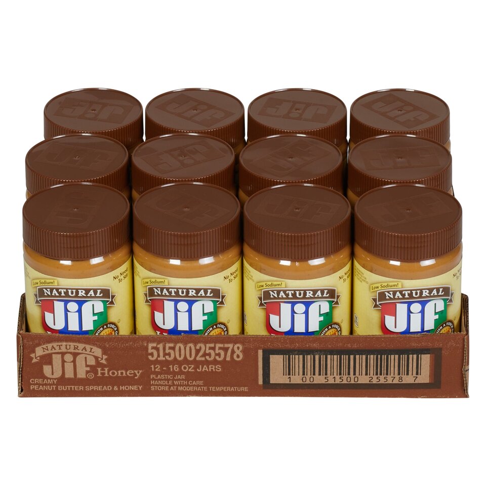 Jif 16 Ounce Natural Creamy Peanut Butter Honey