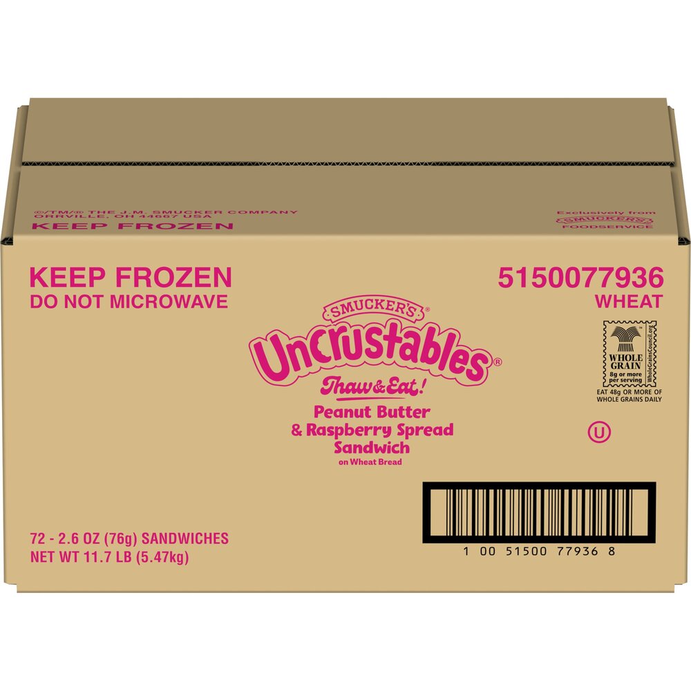 Smucker's Uncrustables 2.6 Ounce Peanut Butter and Raspberry Wheat ...