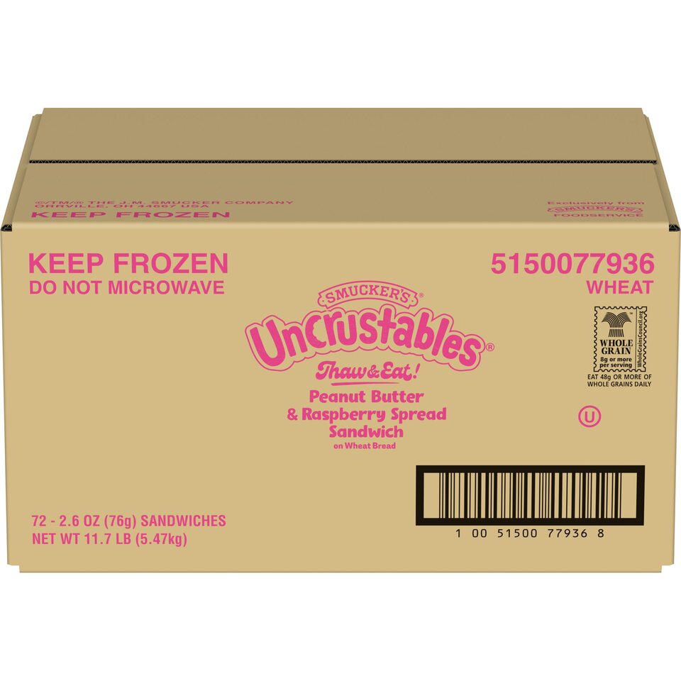 Smucker's Uncrustables 2.6 Ounce Peanut Butter and Raspberry Wheat ...