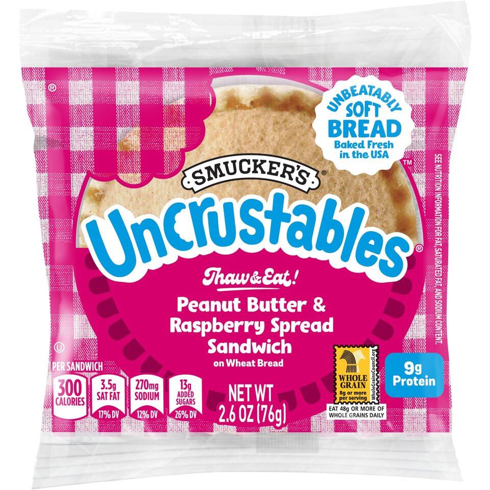 Smucker's Uncrustables 2.6 Ounce Peanut Butter and Raspberry Wheat ...